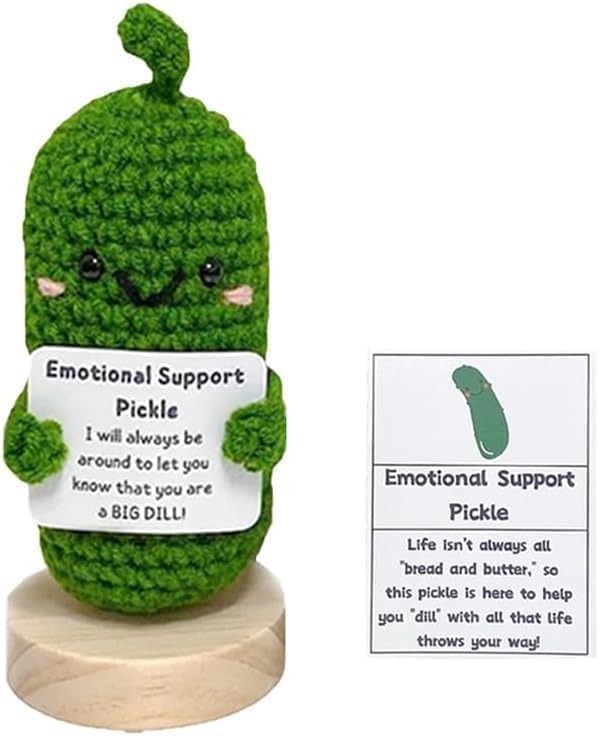 Apoyo emocional hecho a mano para regalos de pepino Kimchi, divertido estímulo emocional para decoraciones tejidas a mano, regalos de pepino Kimchi