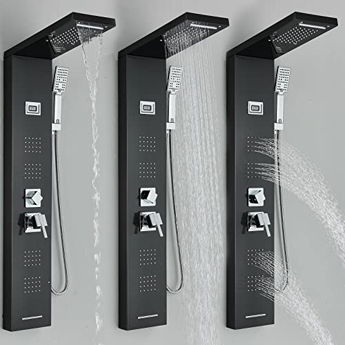 Sistema columna de ducha de acero inoxidable con lluvia, cascada y masaje miniatura 4