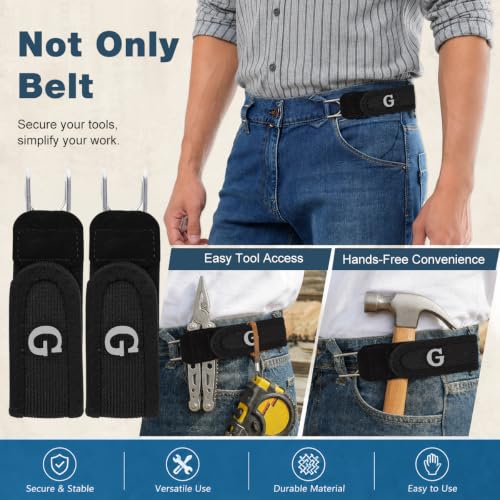 Image of GUSTAVE Buckleless Belt Hook Tactical Metal Hook Elastic Belt Unisex Buckle-Less Invisible Waist Belts for Work & Edc