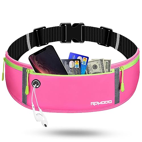 Image of Fanny Packs for Women Men, Running Belt Waist Bag, Waterproof Phone Holder for Running Plus Size Adjustable Runners Belt Running Pouch for iPhone 13 12 11 Pro Max Xs Xr Samsung Galaxy Note, 05 Pink, 7.5 inches