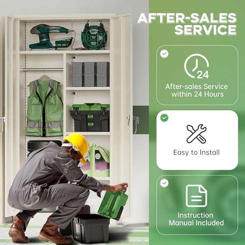 Image of INTERGREAT Metal Wardrobe Cabinets with Lock,Clothing Locker 72 inch X 36 inch X 18 inch Storage Cabinets with Doors and Adjustable Shelves,Tall Steel Storage Locker for Home, School, Office,Bedroom (Grey)