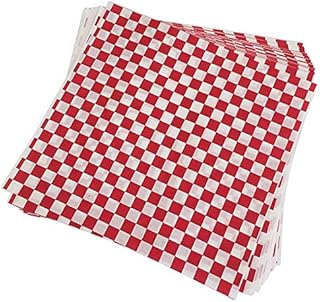 Jcevium Lot de 100 feuilles de papier d'emballage alimentaire à carreaux - Anti-graisse - Emballage sandwich - Rouge et blanc