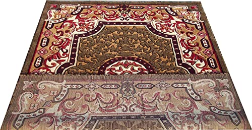 Image of Beautiful American Combination Floral Design Acrylic Touch Carpet for Living Room & Drawing Room with 1 Inch Thickness(180X240 Gold Colour) 6x8 Feet