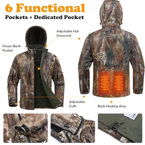 Men's Heated Jacket with Rechargeable Battery Pack, 10000mAh Electric Heating Coat for Hunting4