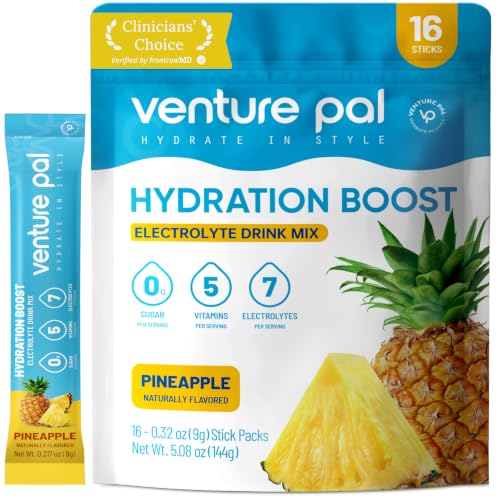 Image of Venture Pal Sugar Free Electrolyte Packet, Liquid Daily IV Hydration Powder | 5 Vitamins & 7 Electrolytes, Instantly Hydration Packets for Sports & Party Recovery, Vegan, Keto Friendly, 16 Sticks