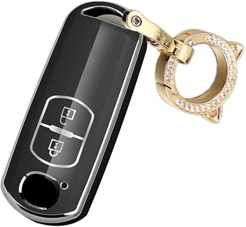 ontto Funda para llavero Mazda de 2 botones para CX3, CX5, CX7, CX9, MX5, funda para llave remota, color negro
