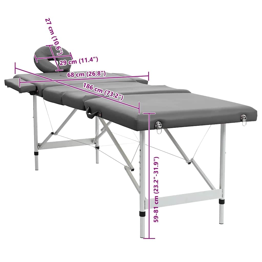Massagetisch mit 4 Zonen Aluminiumrahmen Anthrazit 186×68 cm,Gesundheit & Schönheit,Körperpflege,Massage & Entspannung,Massagetische,Anthrazit,17.85 kg-110176