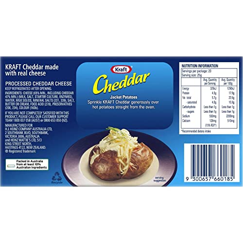 Kraft Cheddar Cheese Made With Natural Cheese (Australia Made) 500 Grams #TOP2