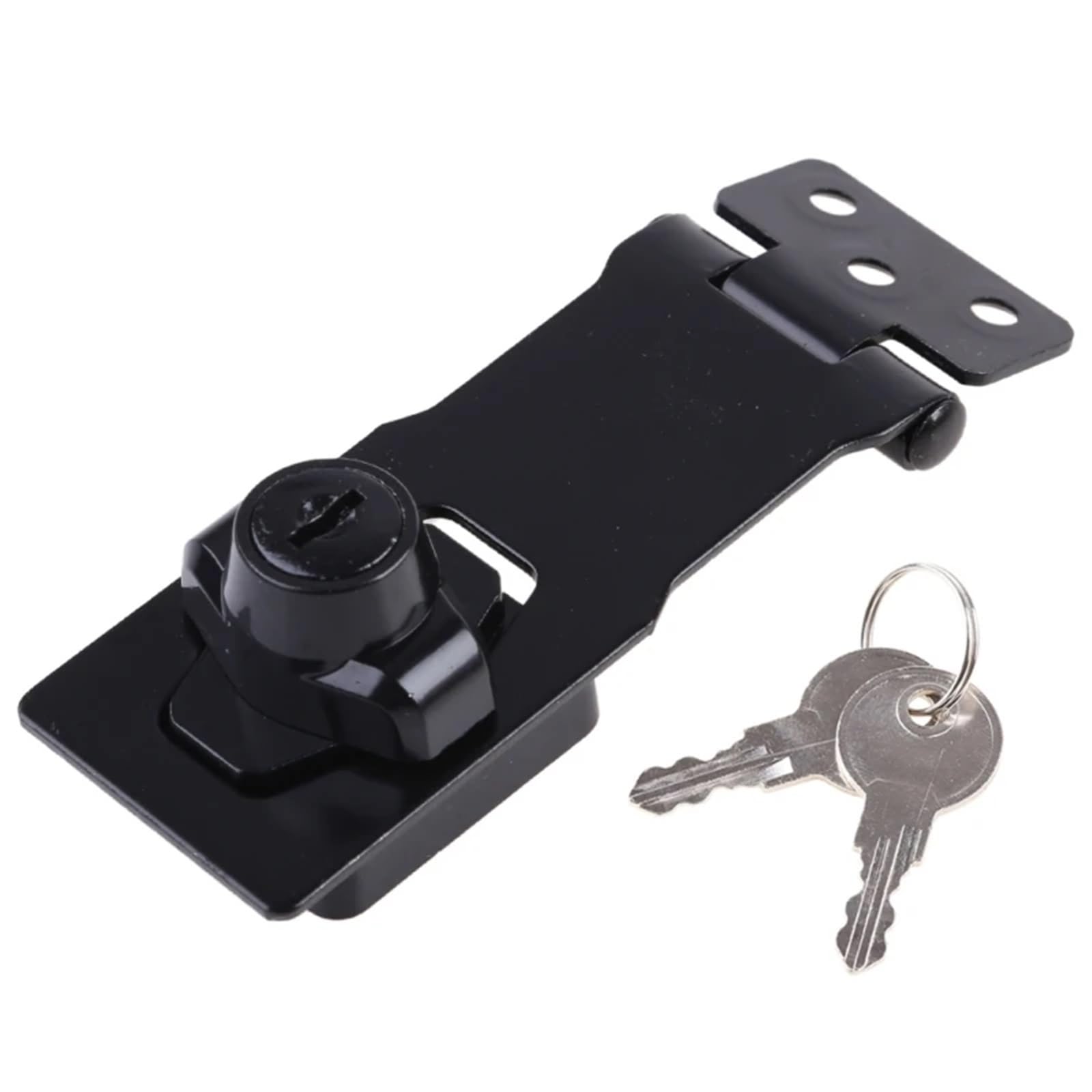 2 Pcs Keyed Hasp Locks Twists Knob Locking with Keys and Screws Thick Door Lock for Cabinet Small for Doors(4inch Black)