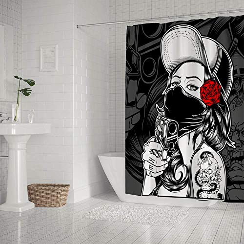 Rideau de douche en polyester durable et crochets inclus pour la maison - 3