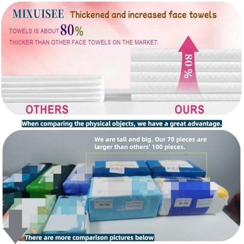 Image of MIXUISEE thick and soft face towels,Face towel disposable,100% cotton towel | Cotton fibers do not shed,Super thick 150%,Makeup removal and cleaning,Suitable for sensitive skin.(Extra thick 280 pieces)