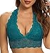 SHEKINI Neckholder BH Bralette Damen Spitze Blumen Bustier Crop Top Triangel BH ohne Bügel Abnehmbare Gepolstert BH Tiefer Ausschnitt Corset Top Sexy Unterwäsche(Blaugrün,S)