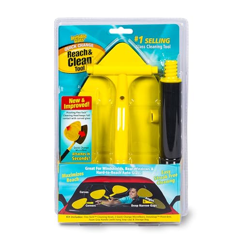 Image of Invisible Glass 95160 Reach & Clean Windshield Cleaning Tool and Car Window Cleaner Tool for Interior and Exterior Auto Glass, Trucks, SUVs, RVs and Home Windows with 2 Microfiber Pads and Storage Bag