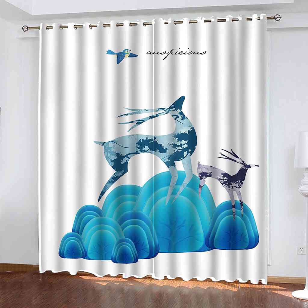 Rideaux occultants enfant wapiti bleu 140x160 cm