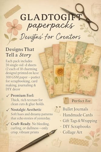Image of G2G Vintage Journal Scrapbook Pack | 6x6 Inch 300 GSM Decorative Craft Sheets for Scrapbooking, Card Making, Journaling, Mixed Media & DIY Projects | Set of 20 Thick Sheets