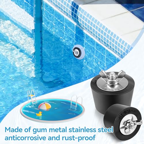 2 Stück Winter Plugs Pool, 38 mm / 51 mm Pool Plugs Winter, Pool Rubber Plugs with Stainless Steel Bolts, Winter Plug Pool for Pool for Prevents Freezing of Water Drain Pipes (1 * 38mm+1 * 51mm)