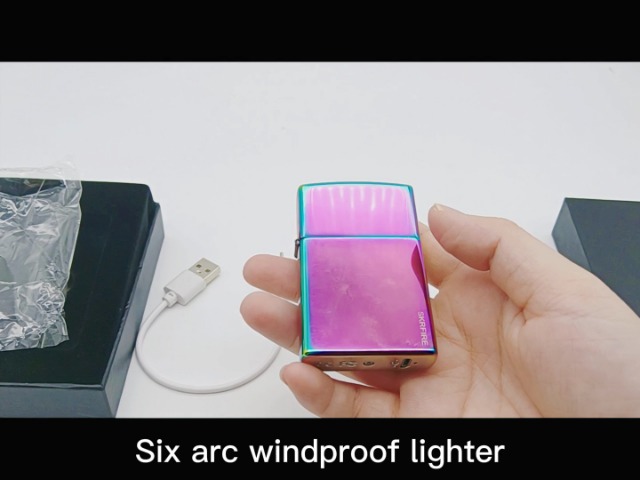 Encendedor eléctrico dual plasma a prueba de viento azul miniatura 7