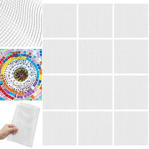 Malla de mosaico de fibra de vidrio, paquete de 24 unidades de respaldo de 12 x 12 pulgadas para azulejos, piedra, manualidades de cemento y decoración del hogar