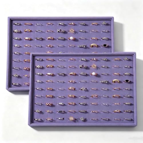 Image of Large Velvet Jewelry Tray Display Drawer Inserts 2 Pack