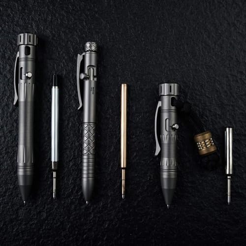 MecArmy Mini-Messingstift, luxuriöser, leichter, einziehbarer Metallstift, Tinte, nachfüllbar, Neuheit, Taschen-EDC-Schreibkugelschreiber mit 1 D-Schlüsselring