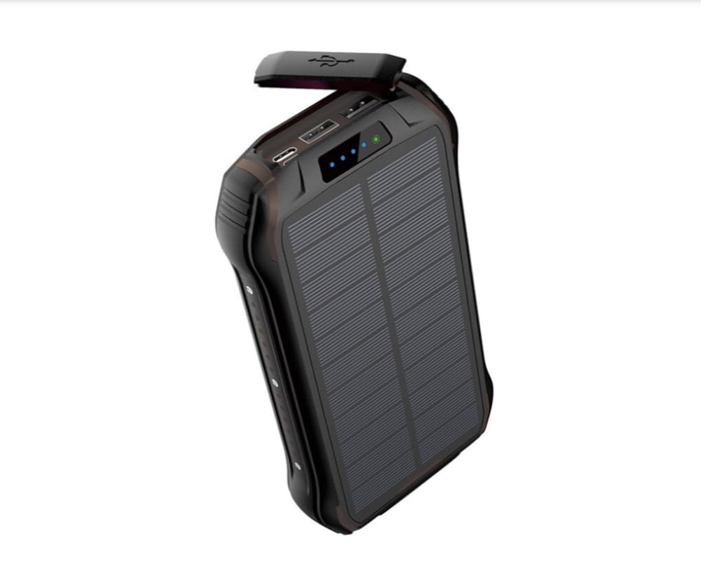 Chargeur solaire intelligent polyvalent 26800 mAh : chargeur solaire étanche avec USB-C, 2 entrées et 3 sorties - Batterie externe parfaite pour smartphones, téléphones portables et tablettes (noir)