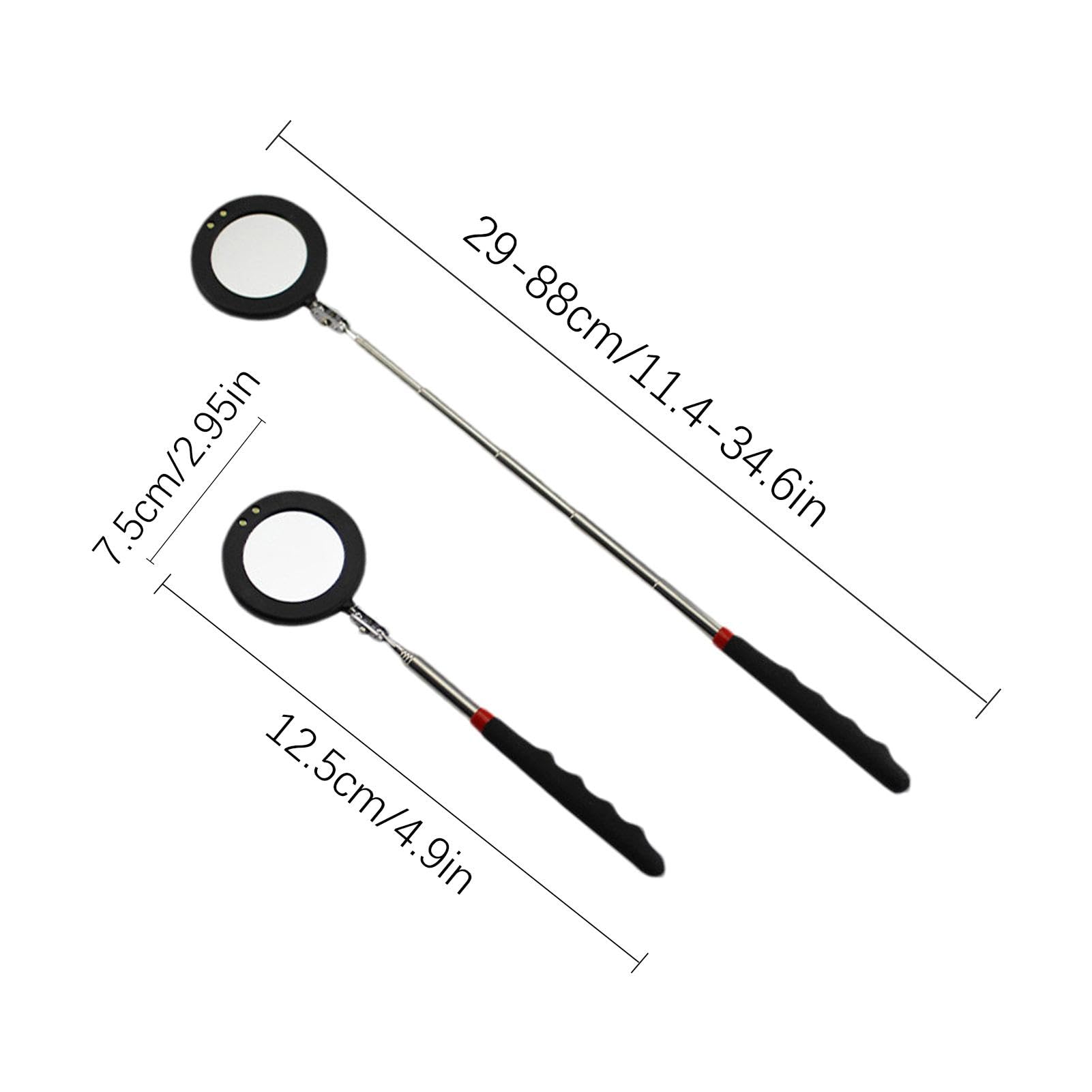 Car Mechanic Inspection Glass, Telescoping LED Tool, Stainless Steel Extendable Handle, Retractable Mirror Light, Automotive Repair Gadget For Engine, Machine, Hard To Reach Areas