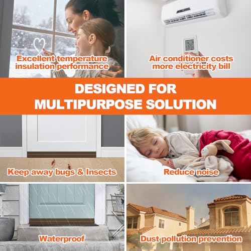 Image of Door Draft Stopper, Door Sweep for Bottom of Door, Weather Stripping Door Seal Gap Filler Bottom Blocker Soundproof Cold Air Insulation Save Energy Installs Quickly and Easily (Brown, 39'')