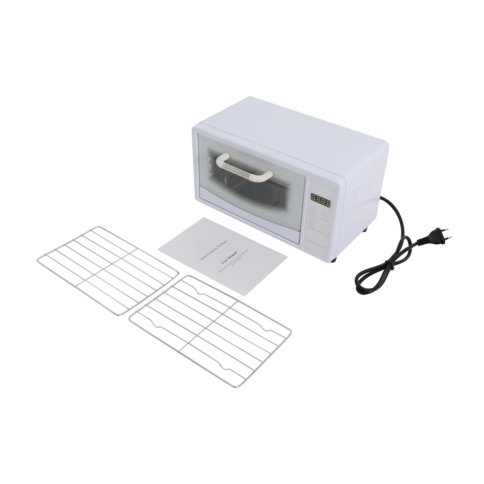 Armario desinfectante UV de 10 L de acero inoxidable y vidrio templado, dispositivo de esterilización UV, máquina de limpieza con ajuste de temporizador, esterilizador de aire caliente múltiple para