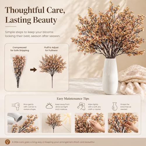 Image of Mandy's 6 Bundles Artificial Light Brown Baby's Breath Flowers