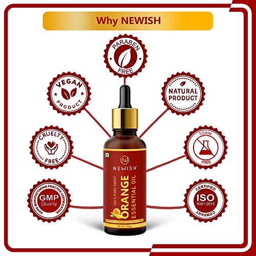 Image of Newish Sweet Orange Essential Oil -100% Pure & Natural for Face, Skin, Aroma, Diffuser Cold Pressed 30ml