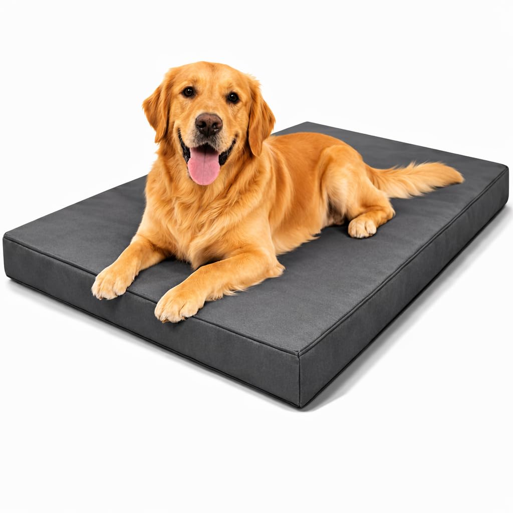 MOTHER LAND Waterproof Dog Bed Heavy Duty Foam Pet Mattress Cushion Dog Bed MatCrate Kennel, FloorTravel Durable Puppy BedSmall Medium Large Dogs (GREY, XX-Large 120 × 75 × 5 cm 48″ × 30″ × 2″)