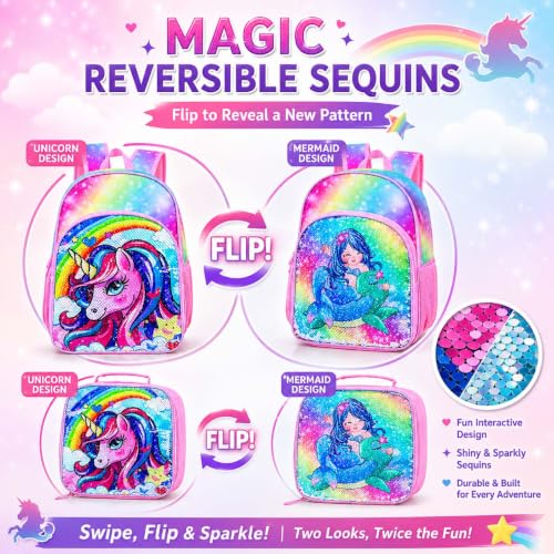 Image of 16 inch Backpack for Girls Boys 4-8, 3Pcs Kids Bookbag Set with Lunch Box, School Bag for Preschool Kindergarten