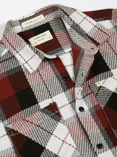 Image of Thomas Scott Men's | Checks | Full Sleeve | Oversized Fit | 100% Cotton | Button Down | Single Pocket | Casual Shirt