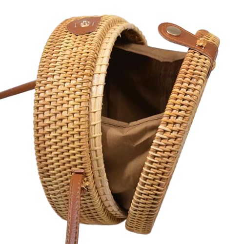 AOLIDA Rattan Bag Handwoven Round Bag Natural Chic Crossbody Handbag Circle Boho Bag for Holiday Dating Beach2