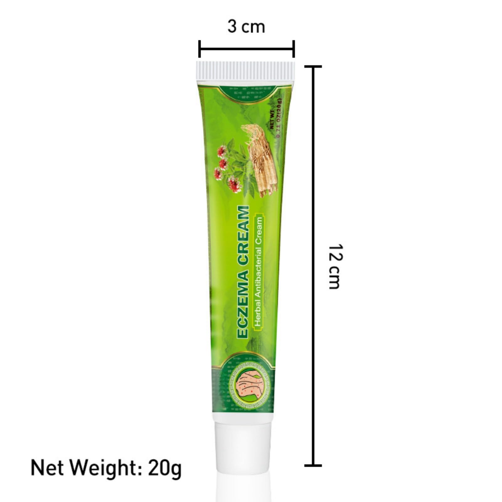 HONPOLO Eczema Cream - 20g Herbal Antibacterial Cream for Eczema and Psoriasis Relief - Advanced Formula to Soothe and Moisturize - Inhibits Bacteria Growth - Reduces Inflammation and Itching