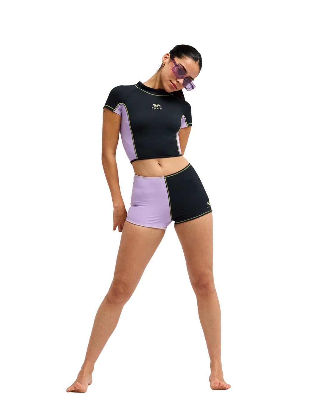Roxy The Retro Essentials - Kurzes Rashguard mit kurzen Ärmeln - Frauen - S - Lila.