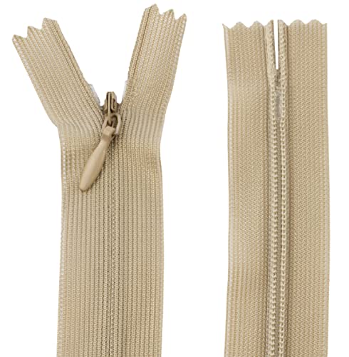 AERZETIX - C61727 - Juego de 10 Cremalleras invisibles 50cm no separables - cierre de cremallera - color beige - marroquinería pantalones vaqueros vestido falda costura ropa