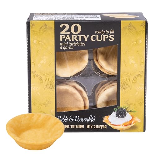 Sable & Rosenfeld Ready To Fill Party Cups, Mini Pie Shells 2.10 Oz (Pack Of 1), 20 Pastry Cups, Sweet Or Savory Tartes For Appetizers & Quiche Crusts