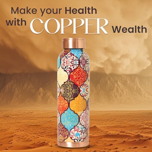 Image of DI: Decorative India Copper 1 Litre Water Bottle With Leak And Rust Proof Protection For Home And Office Use Ayurveda And Yoga Health Benefits Bottle (Hexagon)