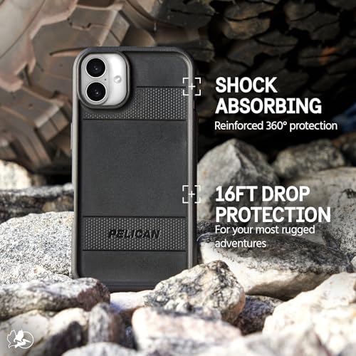 Image of Pelican Protector iPhone 16 Case - Rugged MagSafe Phone Case - Black