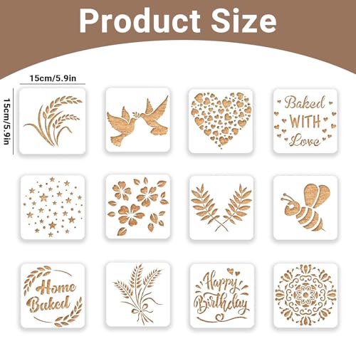 Tefola 24pcs Baking Template Stencil Pet Material Stencils for Bread Cake, Coffee, Pie or Biscuits - Image 4