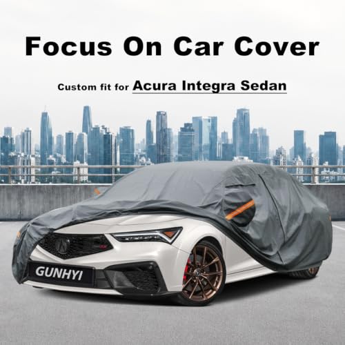 Image of GUNHYI Premium Car Cover Custom Fit Acura Integra Sedan(1986-2001), 16 Layers Heavy Duty Car Cover Waterproof All Weather with Zipper Door for Sun Rain Snow Dust Uv Protection