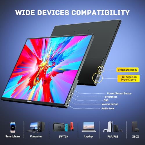 Image of Kinhank 16'' 2.5K Portable Screen 144HZ,2560 * 1600 QHD IPS HDR Travel Monitor,USB C HDMI Portable Gaming Display,Second External Monitor for Laptop PC MAC Phone PS4 /5 Xbox Switch(K16)