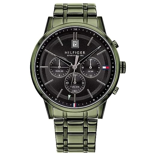 Tommy Hilfiger Reloj Analógico de Cuarzo multifunción para hombre con Correa en Acero Inoxidable Verde - 1791634