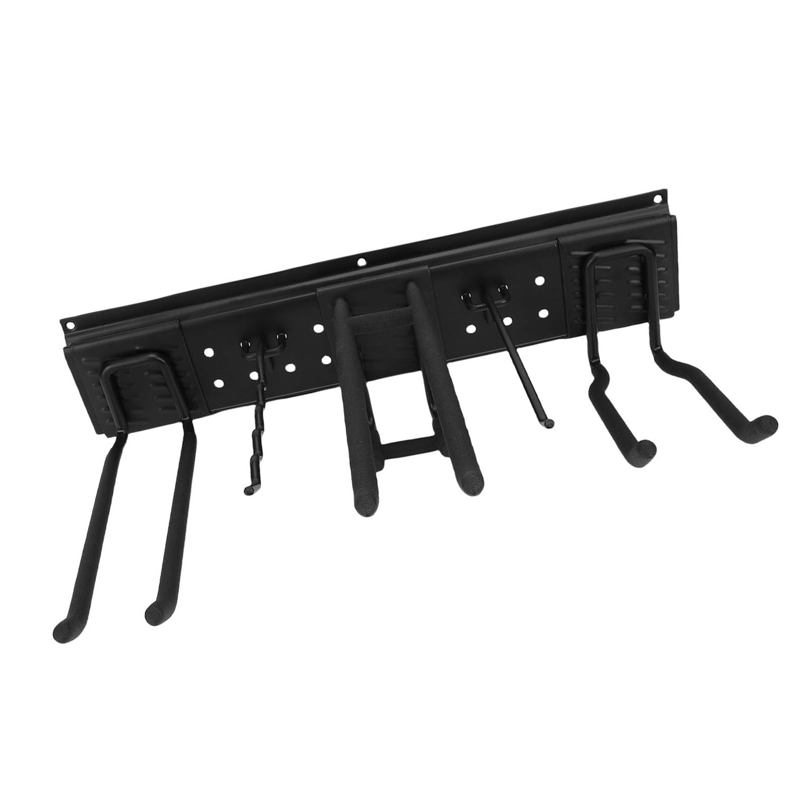 Drfeify Organizador de Herramientas de Garaje para Montaje en Pared, Estante de Almacenamiento de Herramientas de Garaje de Metal con 3 Tablas de Ranuras de 16,5 Pulgadas y 10 Ganchos Ajustables