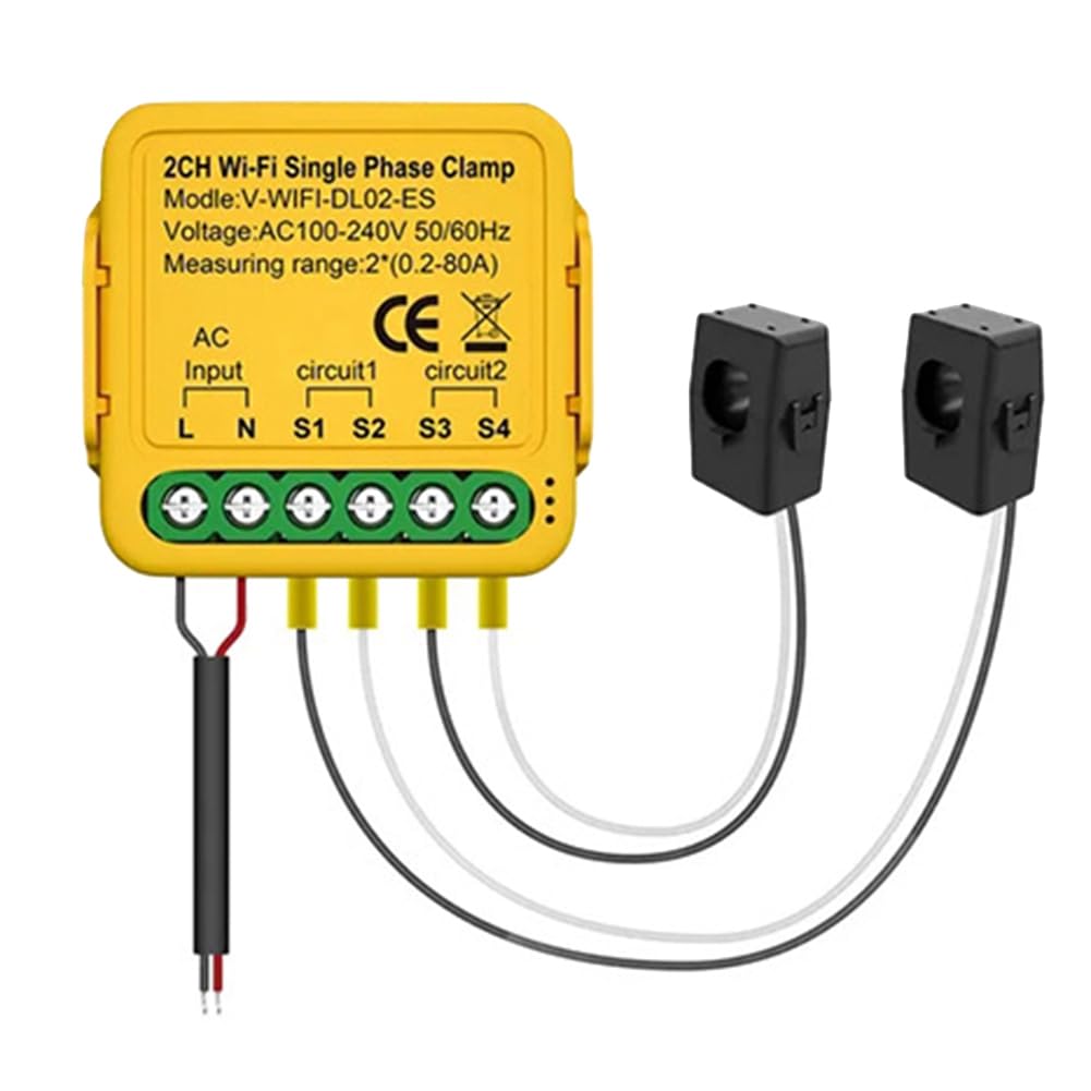 Sefdrert Tuya WiFi Smart Power Meter with Current Transformer Sensor Clamp 80A Energy Meter,2CH