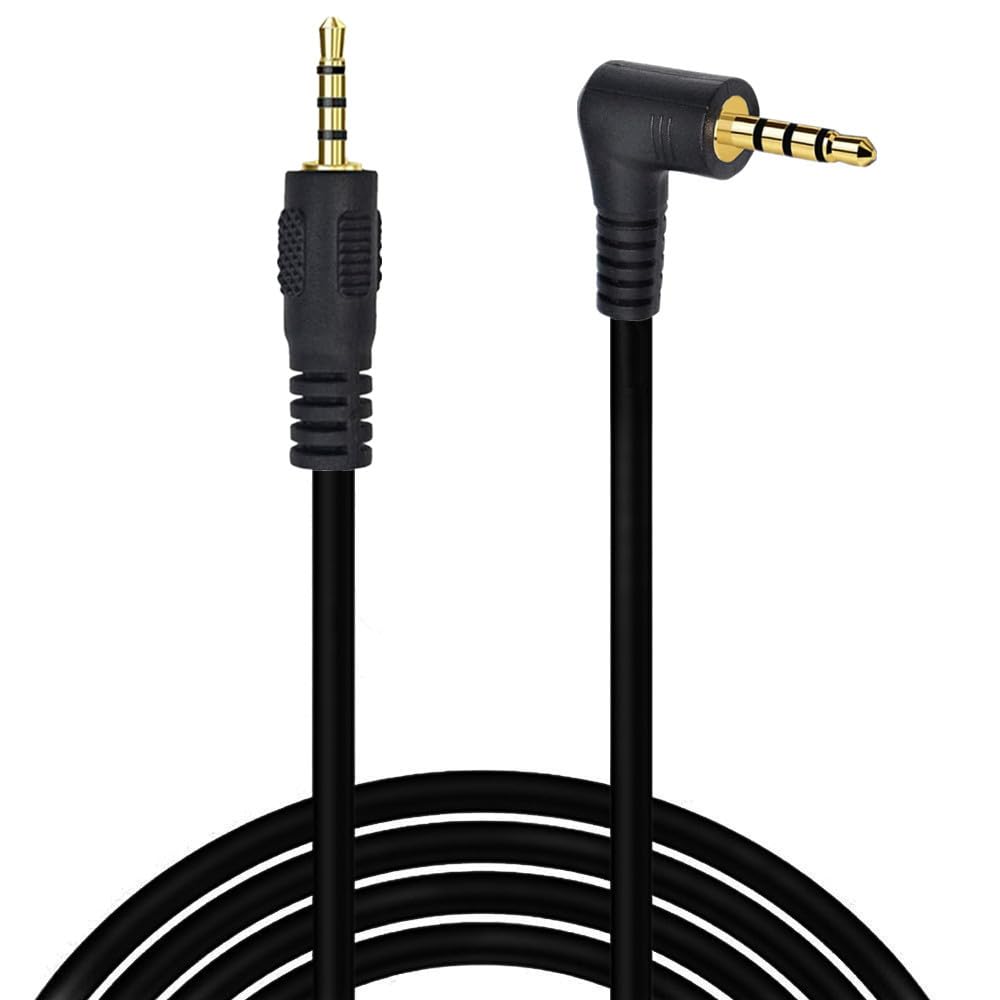 Seadream 6ft 2.5mm Audio Aux Cable - Angled Male to Male TRRS Stereo Headset Headphone Jack Gold Plated Connector Wire Cord Plug Cable 4 Pole
