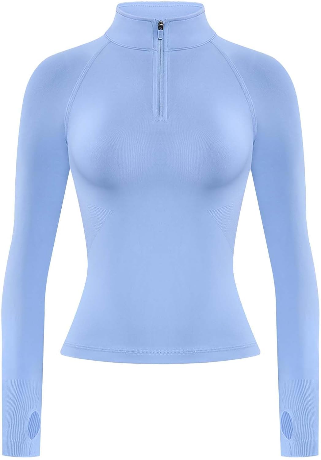 AUROLA Influence Workout Jacket for Women, Half Zip Cropped Slim Fit Long Sleeve Yoga Jackets Athletic Top with Thumb Holes