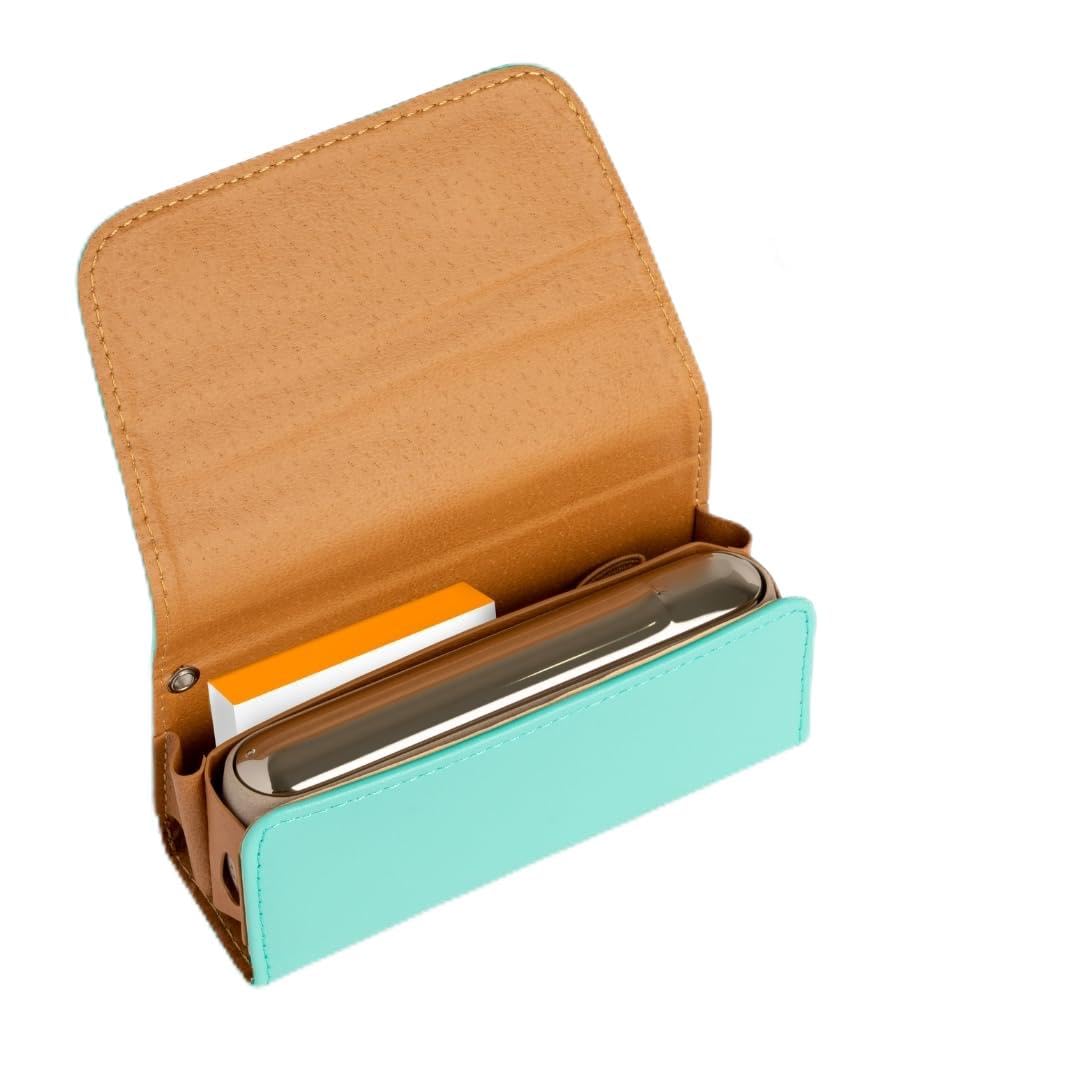 Cover Compatible with IQOS ILUMA - Eco Leather Case - Electronic Cigarette Pouch/Pouch with Organizer for Accessories and Refills (Tiffany Green)