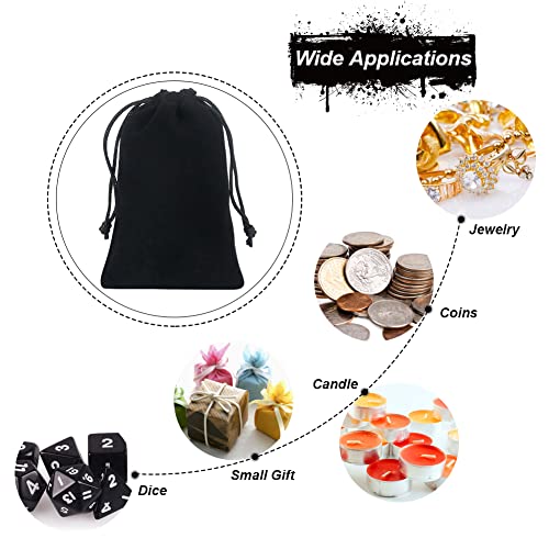 Shintop 20Pcs Velvet Bags With Drawstrings, 4X6Inch Gift Bags Black Velvet Jewelry Pouches For Dice Wedding Party Favor thumb #4